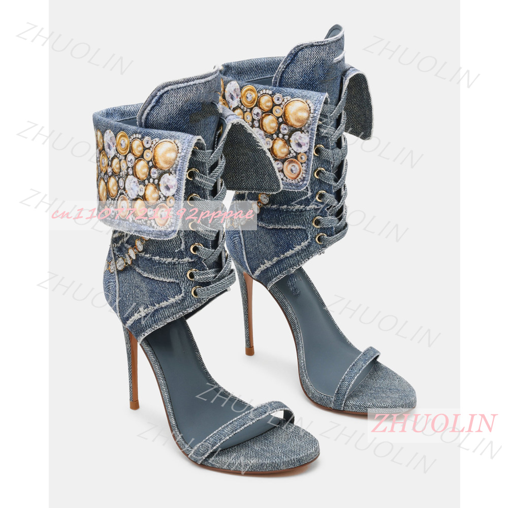 Kids Shoes Women - Sandálias Femininas Azuis de Jeans com