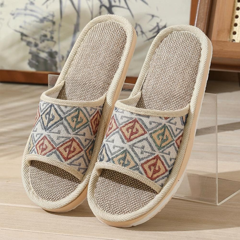 Women'S Shoes For Flat Feet - Chinelos de Linho Quatro Estações para