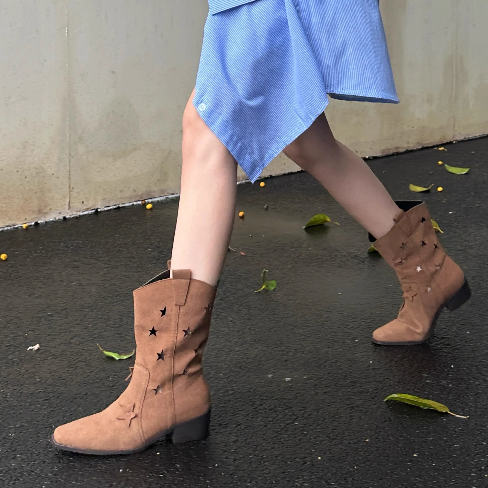 Women'S Shoes Vegan - Botas femininas retrô de verão, bico