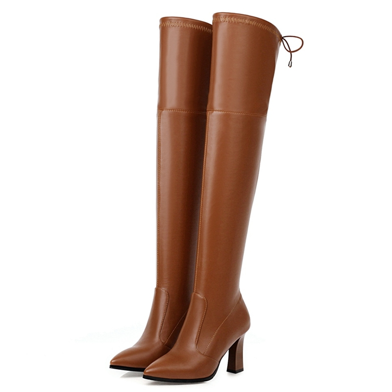 Women'S Shoes Big Feet - Elástico coxa botas altas sapatos femininos