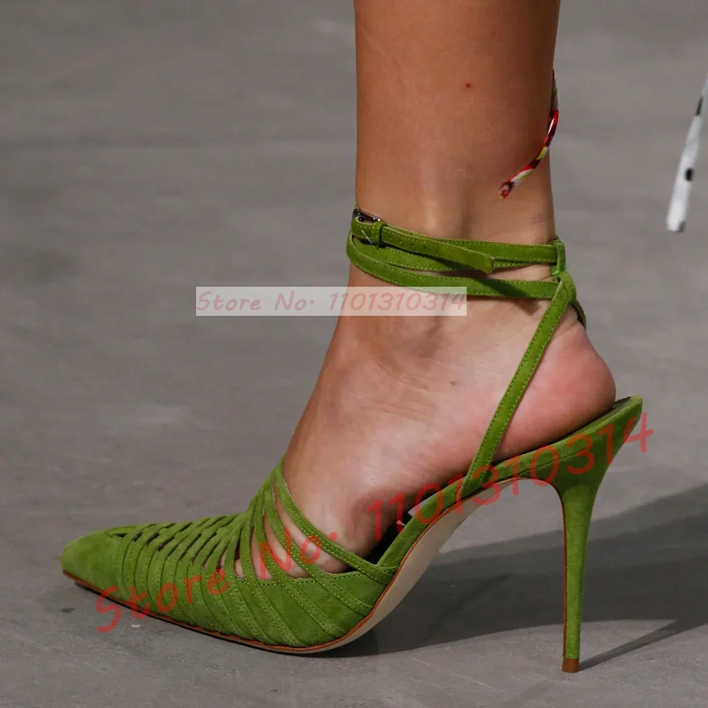 Women'S Shoes Vegan - Sandálias veganas de camurça verde para